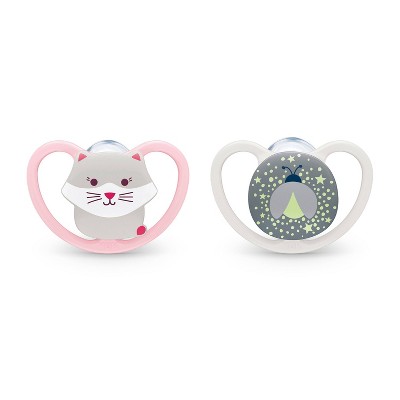 NUK Space Orthodontic Pacifier 0-6 Months - Bear/Cat - 2pk