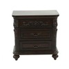 Royal Hampton 30 Inches 3 Drawer Engraved Wooden Nightstand, Brown - 4 of 4