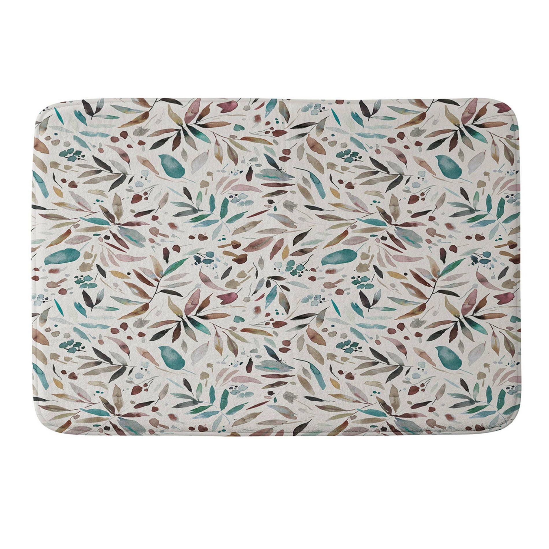 Deny Designs Ninola Design Nature Botanical Leaves Fall Memory Foam Bath Mat