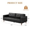 3-Seater Sofa Couch, 83" Wide Faux Leather Sofa Couch with Spring Cushion, Modern Sofa with Deep Seats - 2 of 4