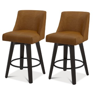 Dyonery Single Swivel Bar Stool with Back & Footrest, 26 Inch Counter Height Barstool for Kitchen Island - 1 of 4