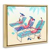 Stupell Industries Pink Flamingos Lounging Beach Chairs Tropical Scene Black Floater Framed Canvas Wall Art - 3 of 4