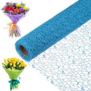 Unique Bargains Jacquard Net Mesh Flower Gift Wrapping Paper 180"x19.7" 1 Pc - 1 of 4
