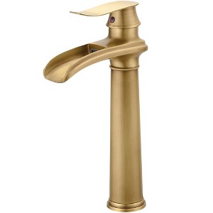 BWE Waterfall Single Hole Single Handle Bathroom Vessel Sink Faucet With Pop-up Drain Assembly - 1 of 4