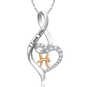 Molenia Heart Initial Necklace for Women, 925 Sterling Silver Heart Letter Pendant Necklace for Her, Fine Jewelry Necklace Gifts for Her Wife Women - 1 of 4