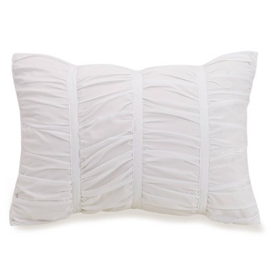 Emily White Ruched Polyester Full Comforter Set