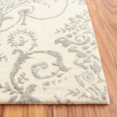 Ivory and Grey Hand-Tufted Wool Rectangular Accent Rug