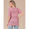 INSPIRE CHIC Women's Crew Neck Summer Casual Lightweight Short Sleeve Hollow Out Crochet Tops - 3 of 4