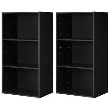 Costway 2 PCS 3 Tier Open Shelf Bookcase Multi-functional Storage Display Cabinet Black
