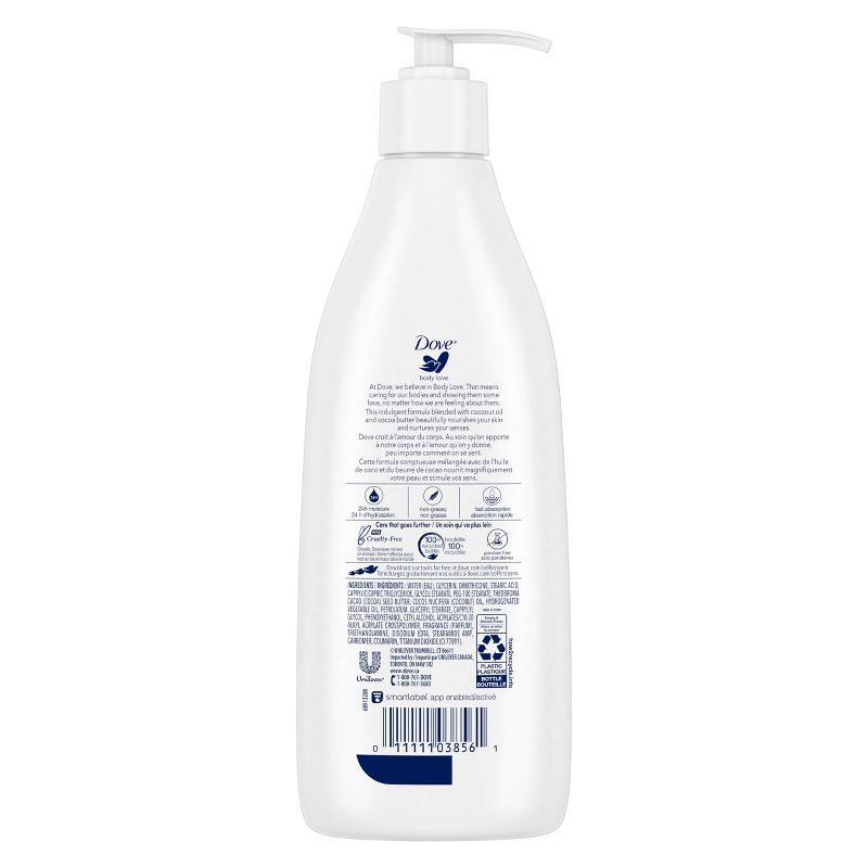 Dove Body Love 24-Hour Smoothing with Coconut Butter Body Lotion Cocoa Butter &#38; Coconut - 13.5 fl oz, 4 of 8