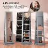 QingMoon 360° Swivel Full-Length Mirror, Lockable Standing Jewelry Organizer Cabinet with Rear Storage Shelves for Bedroom and Living Room - 3 of 4