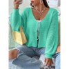 BLUEMING Women Tie Front Oversized Cardigan Bell Sleeve Knit Cropped Cardigan Crochet Bolero Shrug Sweater - 3 of 4