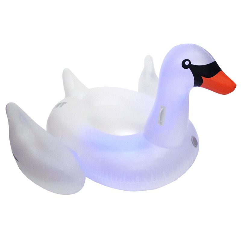 Swimline Giant Inflatable Transparent LED Light-Up Ride-On Swan Float | 90702, 2 of 7