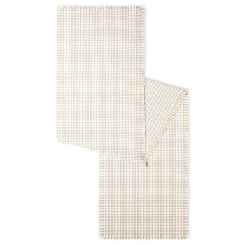18" x 13" Cotton Gingham Fringe Table Runner Beige - Town & Country Living
