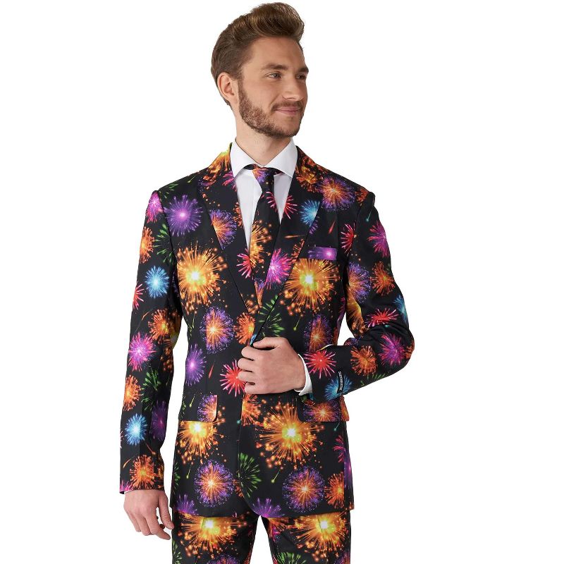 Suitmeister Men's Christmas Suit - Fireworks Black, 3 of 6
