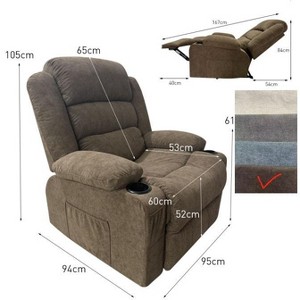 Wide Rocker Recliner Chair for Adults, Manual Oversized Recliner Chairs w/Armrest, Backrest, 2 Cup Holders, Side Pocket, Lazy Chair for Living Room - 1 of 1