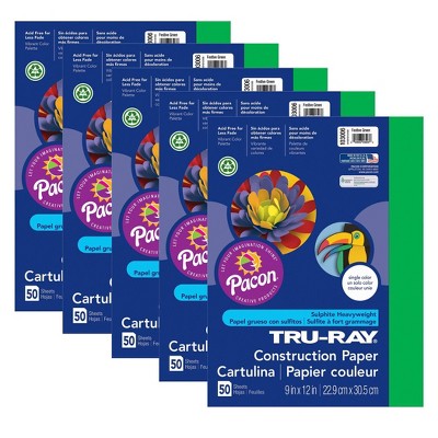 5pk 50 Sheets/Pk 9" x 12" Tru-Ray Construction Paper Festive Green - Pacon