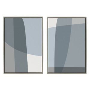 Kate and Laurel Sylvie Zen Abstract Blue and Gray Stones No 1 and No 2 Framed Canvas by The Creative Bunch Studio, 2 Piece 23x33, Gray - 1 of 4