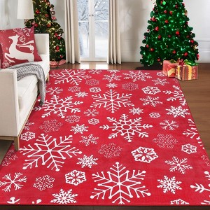 Christmas Rug Washable Solid Rug Runners for Hallways Non Slip Bathroom Rug Non Shedding Kitchen Rugs Xmas Holiday - 1 of 4