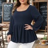 Women's Plus Size Casual Cable Knit Peplum Scoop Neck LongSleeve Trendy Blouses - Agnes Orinda - 2 of 4