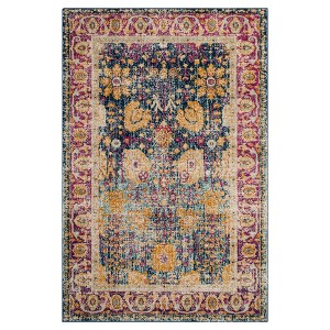 Blue/Fuchsia Floral Loomed Accent Rug 3