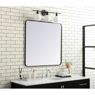 Contemporary Black Rectangular Bathroom Vanity Mirror 36x36 Inch