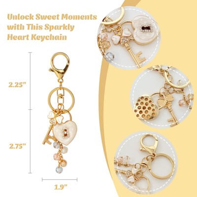 Wrapables Novelty Keychain and Bag Charm for Purse Handbag Backpack, Mother's Day Gift Pink Heart Lock and Key — фото 2