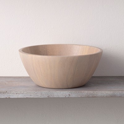 Blonde Par Rubber Tree Wood Large Serving Bowl 17.5"