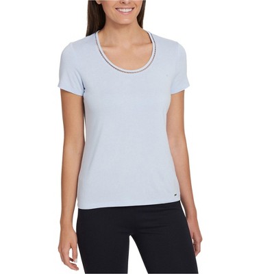 Tommy Hilfiger Womens Lattice-Trim Basic T-Shirt