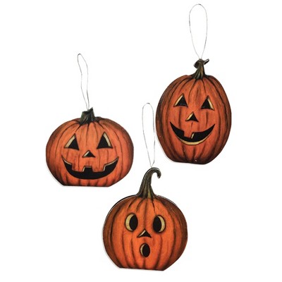 Holiday Ornament 4.0" Hallows Eve Pumpkin Ornaments Halloween Set 3  -  Tree Ornaments