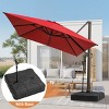 Pellebant 10'x 13' Patio Cantilever Umbrella Heavy Duty Base Set High-Strength Aluminum Pole with 360Rotation 5 Heights Adjustable - 2 of 4