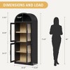 72'' Tall  5 Tier Arched Bookcase for Home Office, 4 Tier Bookshelf Storage Cabinet with Door, Floor Standing Organizer for Living Room - 4 of 4