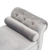 CAVINAS Modern Oval Storage Ottoman Bench, Velvet Multifunctional Storage Rectangular Ottoman Bench with 1 Pillow - 4 of 4