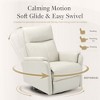 Swivel Rocking Recliner Chair with Footrest, Leather Upholstery, High Back, Wide Cushion, Metal Base – Perfect for Living Room, Nursery, Office. - 3 of 4