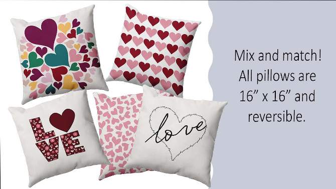 16"x16" Modern 'XOXO' Valentines Square Throw Pillow - e by design, 2 of 6, play video