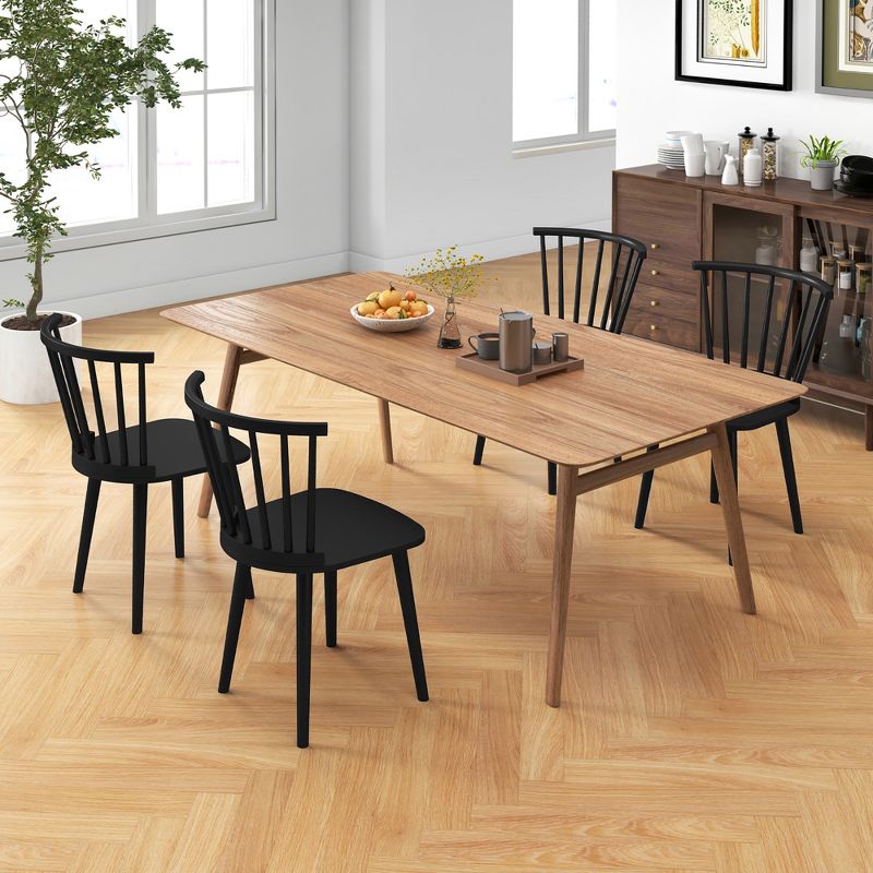 Tangkula 4 PCS Dining Chair Windsor High Spindle Back Wood Kitchen Chairs w/ Rubber Wood Frame, 2 of 11