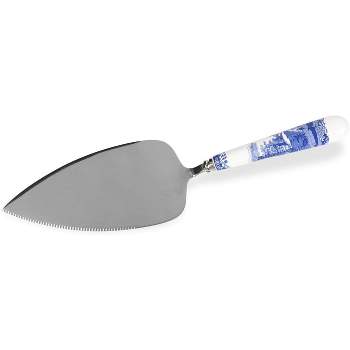 Spode Blue Italian Cake Server Knife with Porcelain Handle, 10", Blue White, New