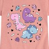 Girls' - Instant Message - Stacked Girly Dinos Fitted Short Sleeve Graphic T-Shirt - 2 of 4