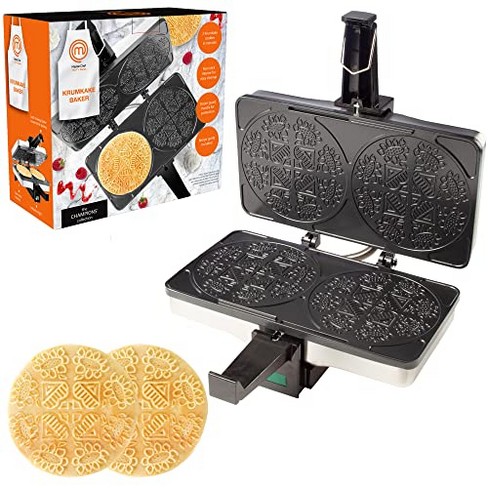 Pizzelle Maker- Non-Stick Electric Pizzelle Baker Press Makes Two 5-Inch Cookies at
