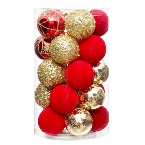 25Pcs Christmas Balls Ornaments Set, Shatterproof Christmas Tree Decorations Hanging Baubles for Holiday Wedding Party, 2.36 Inch - 1 of 4