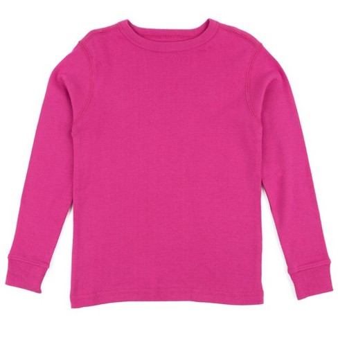 Leveret Kids Long Sleeve Cotton T-shirt Hot Pink 4 Year : Target