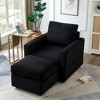 PAGED Modern Accent Chair and Ottoman Set, Comfy Sofa Chair with Wide Armrests and Footrest, Corduroy Fabric Living Room Chair for Bedroom - 2 of 4