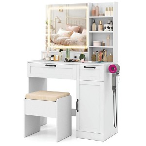 Resenkos Bedroom Vanity Set - Lighted Mirror, 3 Lighting Modes, Adjustable Brightness - White - 1 of 4