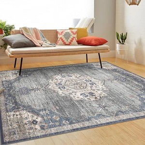 Acekool 2x6 Washable Runner Rug - Non-Slip Entryway Carpet, Low-Pile Grey Indoor Mat for Hallway, Kitchen, Laundry Room - 1 of 3