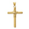 Black Bow Jewelry 14k Yellow Gold Hollow Tube Rope Cross Pendant - 3 of 4