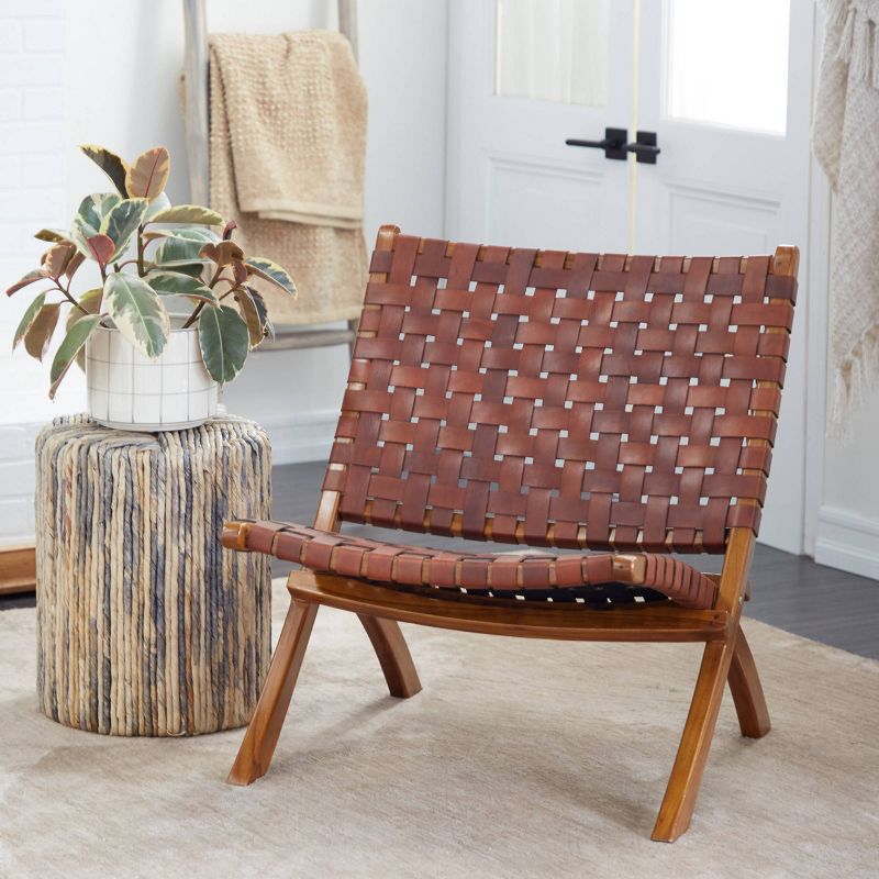 Contemporary Wood Folding Chair Brown - Olivia &#38; May, 3 of 10