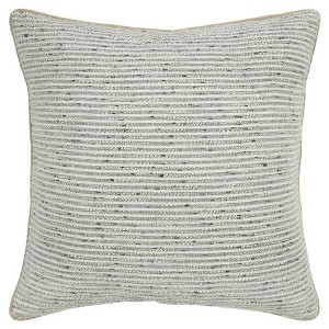 HomeRoots 20" Gray and Cream Striped Cotton Throw Pillow - 1 of 3