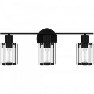 Isla Matte Black 3-Light Crystal Vanity Fixture