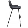 Faux Leather Barstool 39" H Black With Powder Coated Steel Frame and Armrests by Zuo Modern (Set of 2) - 3 of 4