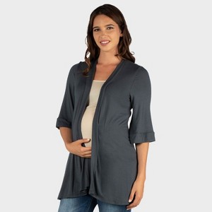 24seven Comfort Apparel Maternity Open Front Jacket with Elbow Sleeve - 1 of 3